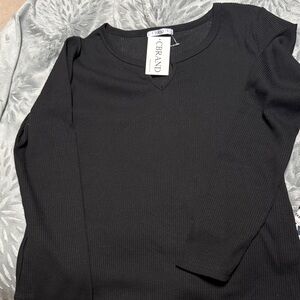 CBRAND Black Ribbed Women's Top